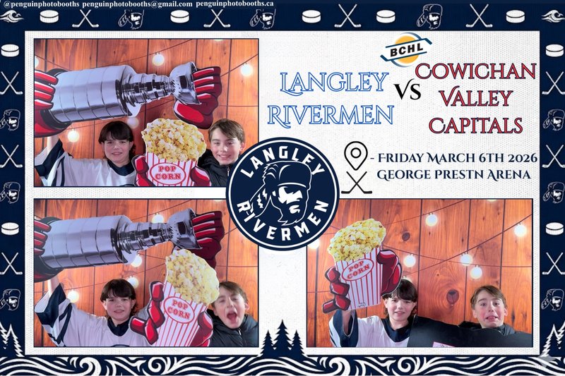 Kids having fun at hockey game photo booth